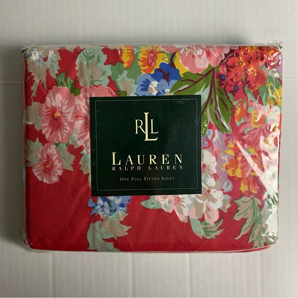 Lauren Ralph Lauren full fitted sheet Beach House Floral Fuchsia New